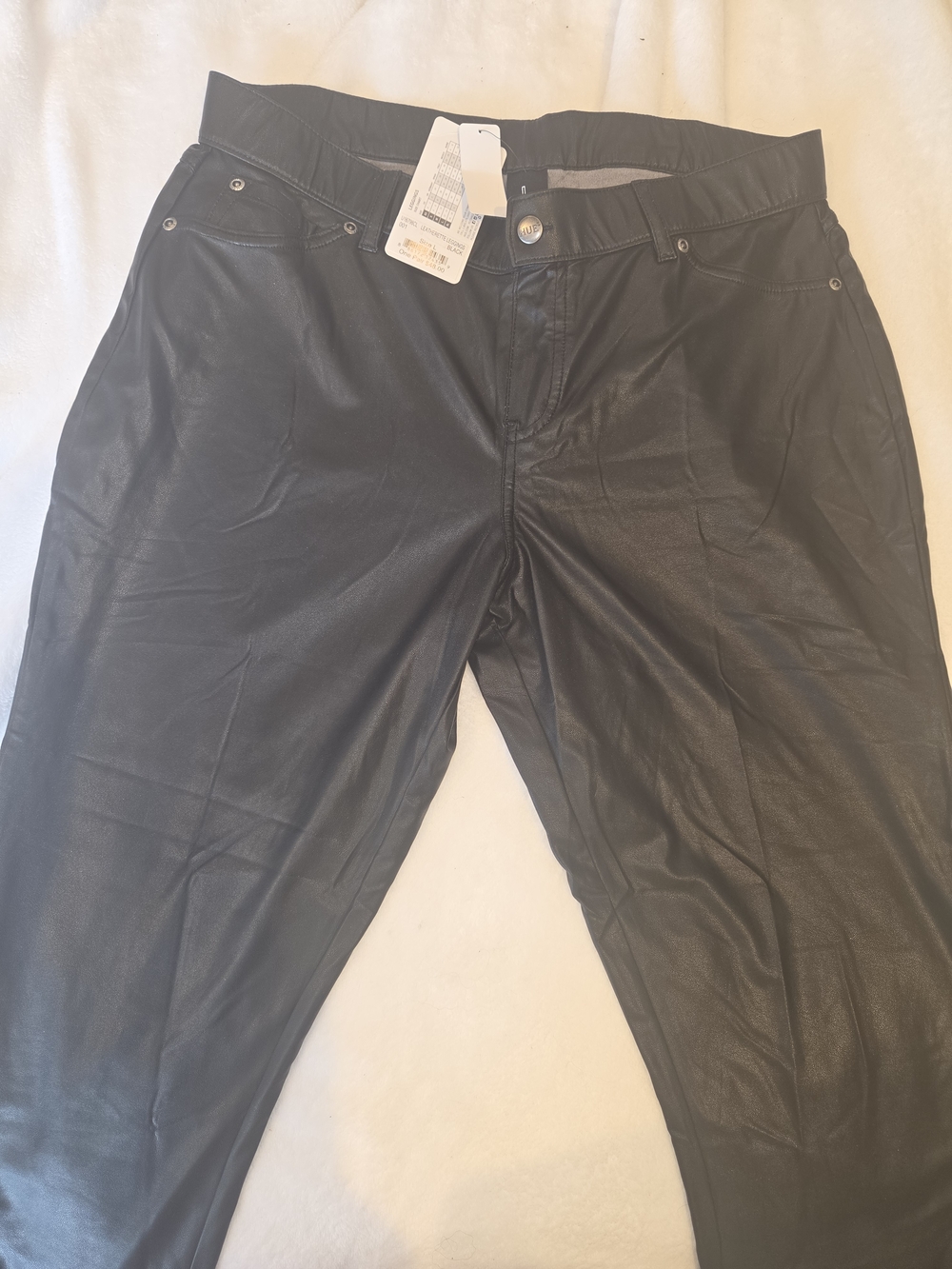 HUE Black Faux Leather Skinny Pants